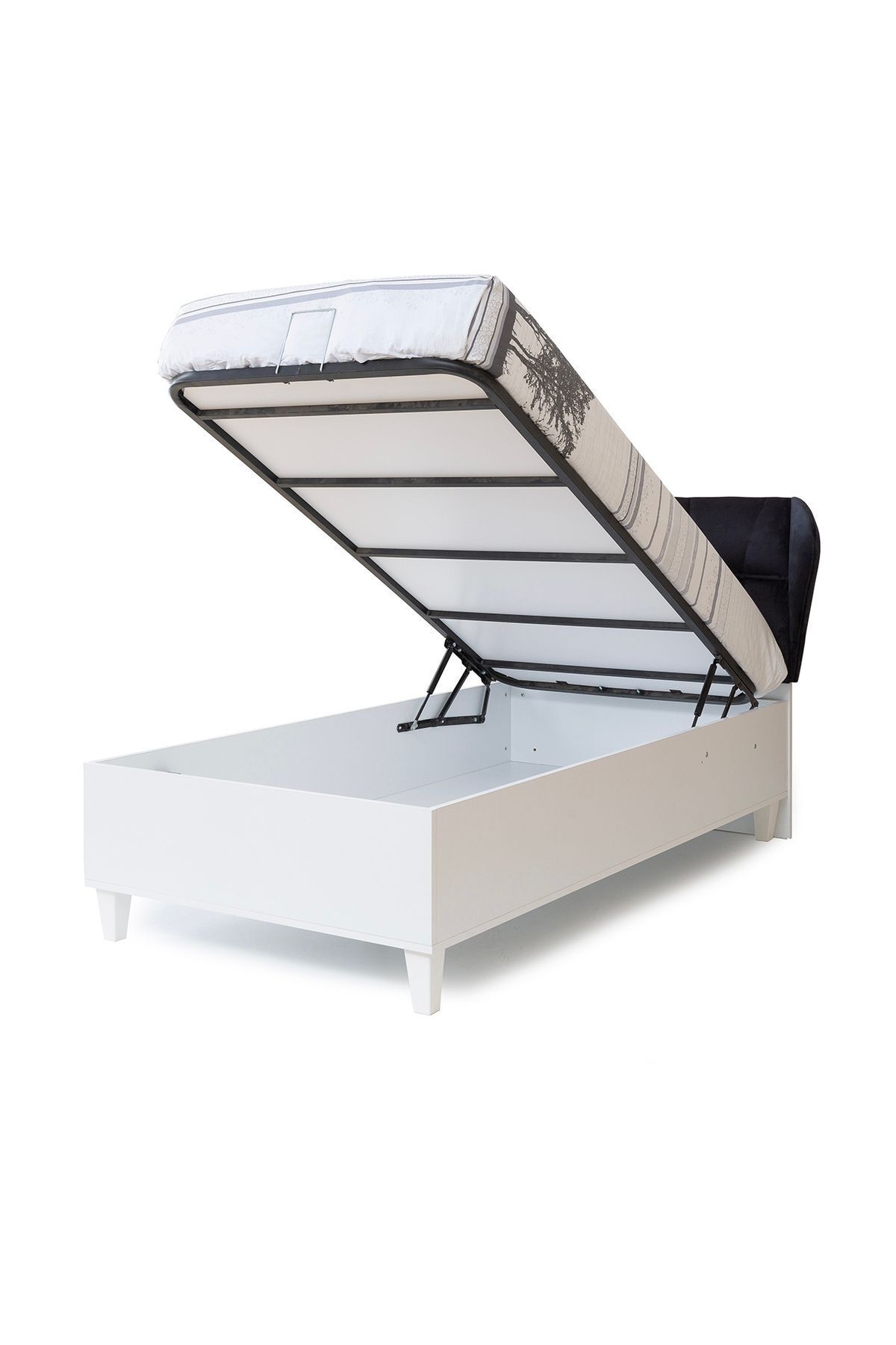 Zümre - Siyah & Beyaz - STANDART AYAKLI BEYAZ BAZA - 100*200 CM