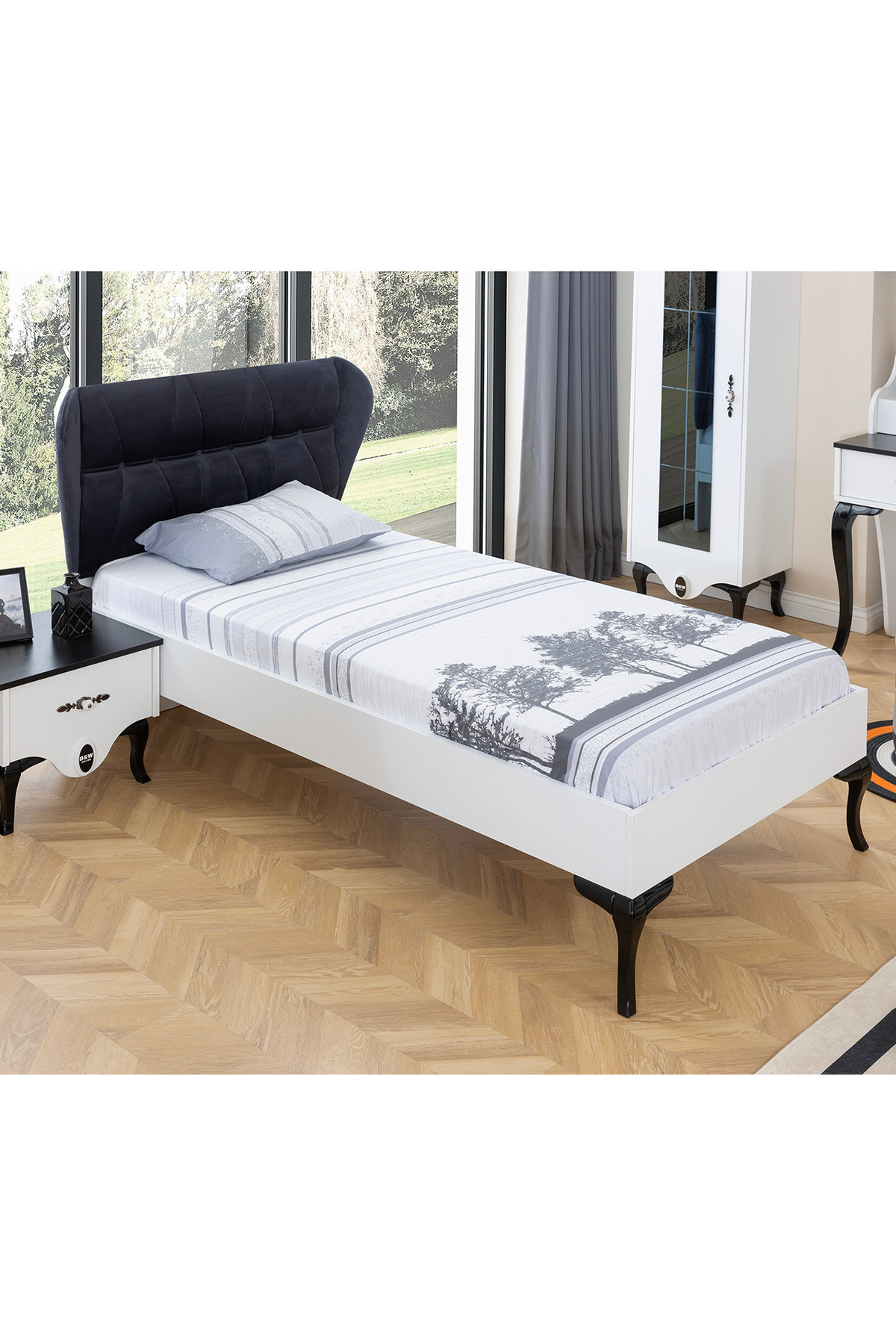 Zümre - Siyah & Beyaz - Karyola 120*200 cm - Çocuk Karyola